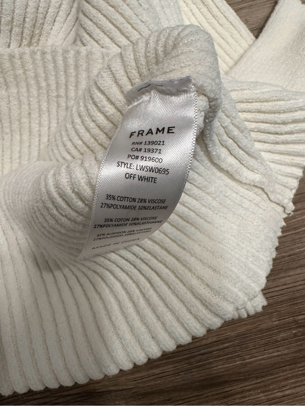 FRAME Denim White Ribbed Short-Sleeve Crewneck Top - Picture 6 of 6